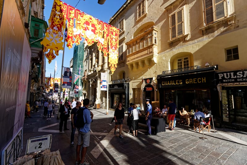 Walking Malta's old town streets from the cruise terminal